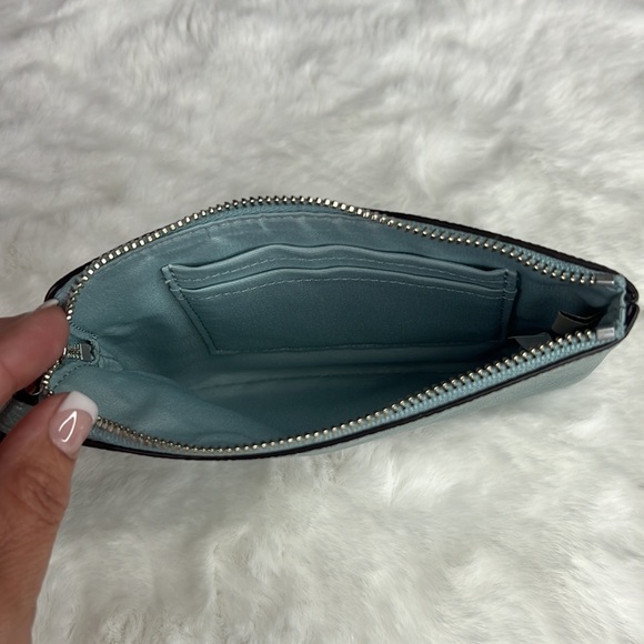 Coach LEATHER WRISTLET IN sparkly blue 6”x4” NWOT - Picture 6 of 6